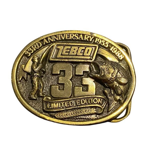 Zebco Other - Zebco 33 33rd Anniversary 1955-1988 Limited Edition Brass Belt Buckle Fishing Th